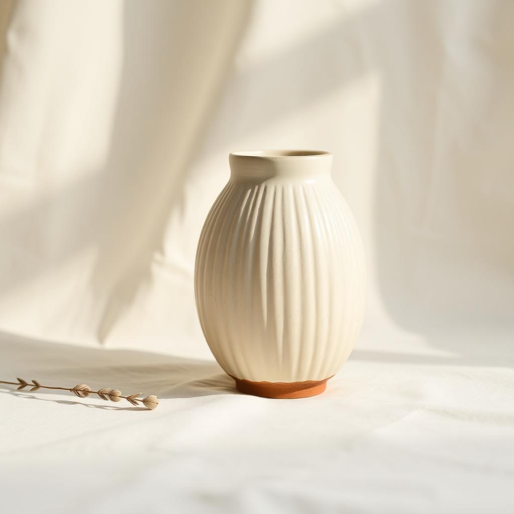 Ribbed Stoneware Vase